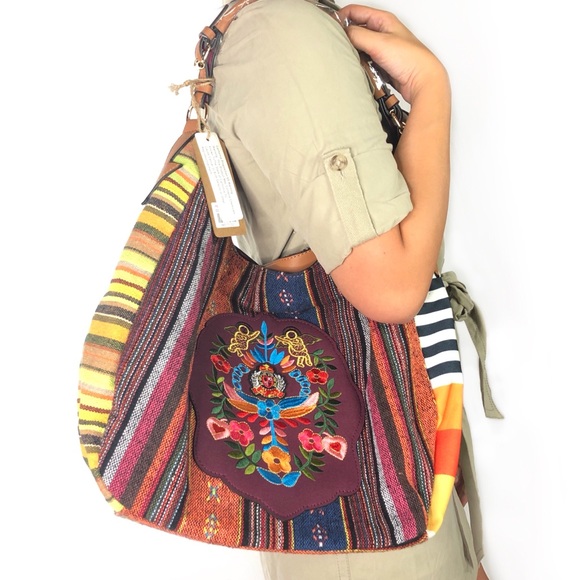 Le Miel Handbags - Le Miel Chillx Embroidered Boho Shoulder Bag TPI